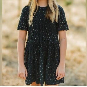 Crewcuts x J. Crew Girls Black Floral Swiss Dot S/S Dress NWT Sz 12
